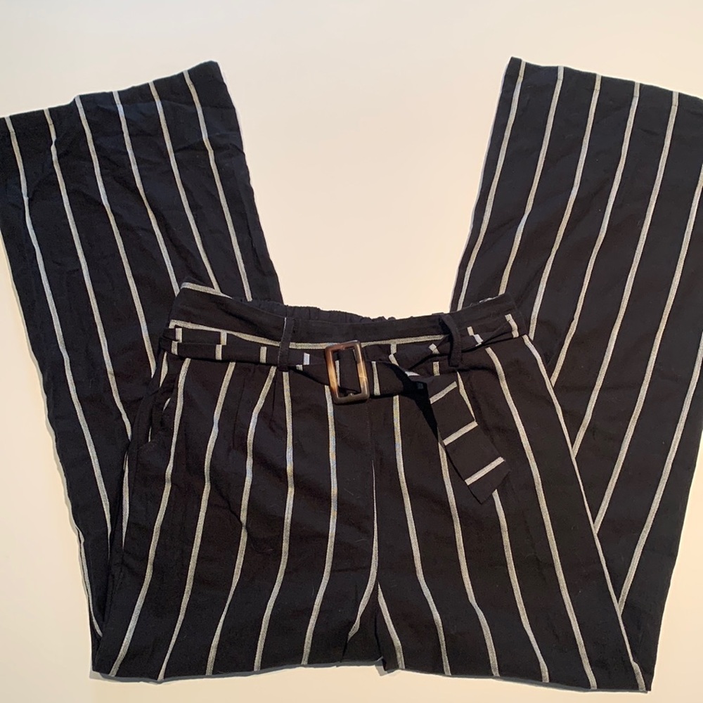 Stripped Wide leg Cotton Pants